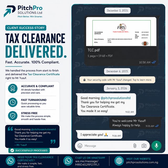 Tax clearance certificate client review